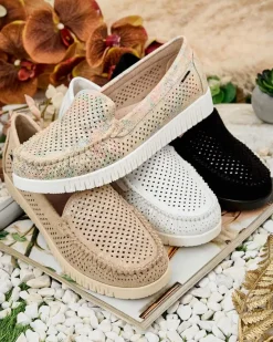 New Ażurowe mokasyny damskie Nafis Półbuty|Mokasyny Na Płaskiej Podeszwie