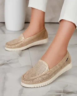 New Ażurowe mokasyny damskie Nafis Półbuty|Mokasyny Na Płaskiej Podeszwie