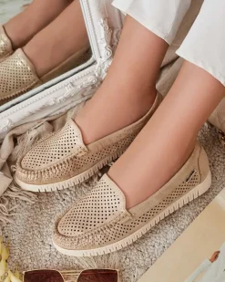New Ażurowe mokasyny damskie Nafis Półbuty|Mokasyny Na Płaskiej Podeszwie