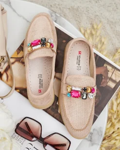 Clearance Ażurowe mokasyny damskie Mettele Półbuty|Mokasyny Na Płaskiej Podeszwie