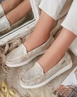 Clearance Ażurowe mokasyny damskie Nafis Półbuty|Mokasyny Na Płaskiej Podeszwie