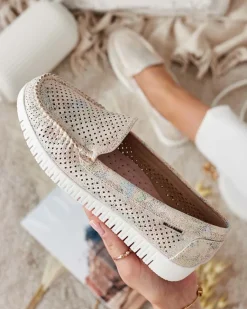 Clearance Ażurowe mokasyny damskie Nafis Półbuty|Mokasyny Na Płaskiej Podeszwie