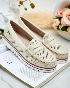 New Ażurowe mokasyny damskie Leteller Półbuty|Mokasyny Na Płaskiej Podeszwie