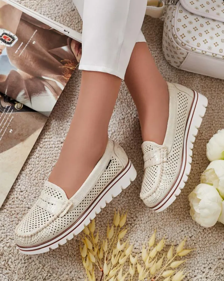 New Ażurowe mokasyny damskie Leteller Półbuty|Mokasyny Na Płaskiej Podeszwie