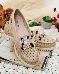 New Ażurowe mokasyny damskie z koralikami Nasfali Półbuty|Mokasyny Na Płaskiej Podeszwie