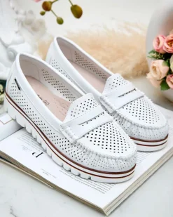 Sale Ażurowe mokasyny damskie Leteller Półbuty|Mokasyny Na Płaskiej Podeszwie