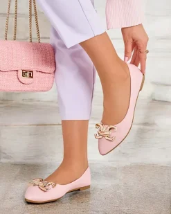 Sale Baleriny damskie w szpic z ozdobą na nosku Figgda Baleriny Klasyczne