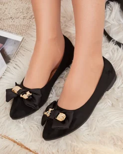 New Baleriny damskie w szpic z kokardką Retripo Buty Na Wielkie Wyjście|Baleriny Klasyczne