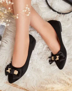 New Baleriny damskie w szpic z kokardką Retripo Buty Na Wielkie Wyjście|Baleriny Klasyczne