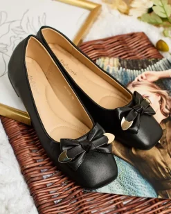 Discount Baleriny damskie z kokardką Fittco Buty Na Wielkie Wyjście|Baleriny Klasyczne