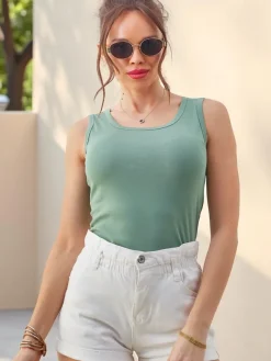 Hot Bawełniana bluzka damska na ramiączkach z koronką z tyłu Bluzki / Koszule / Koszulki