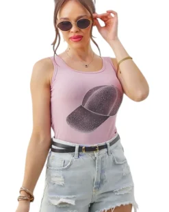 Best Bawełniana bluzka damska na ramiączkach z czapeczką Bluzki / Koszule / Koszulki