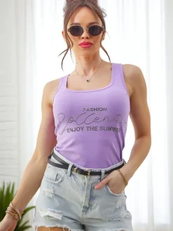 Bawełniana bluzka bokserka damska na ramiączkach Enjoy The Summer Bluzki / Koszule / Koszulki