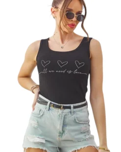 Outlet Bawełniana bluzka damska na ramiączkach z seruszkami Bluzki / Koszule / Koszulki