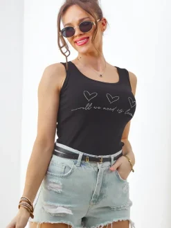 Outlet Bawełniana bluzka damska na ramiączkach z seruszkami Bluzki / Koszule / Koszulki