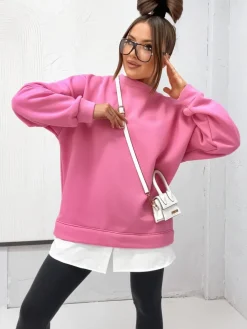 Clearance Bawełniana bluza damska z odpinanym dołem Bluzy