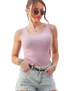 Bawełniana bluzka damska na ramiączkach z seruszkami Bluzki / Koszule / Koszulki