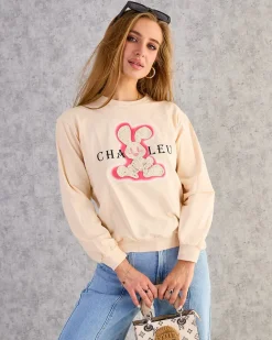 Bawełniana cienka bluza damska z printem Bluzy