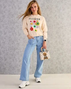 Best Bawełniana cienka bluza damska z printem Bluzy