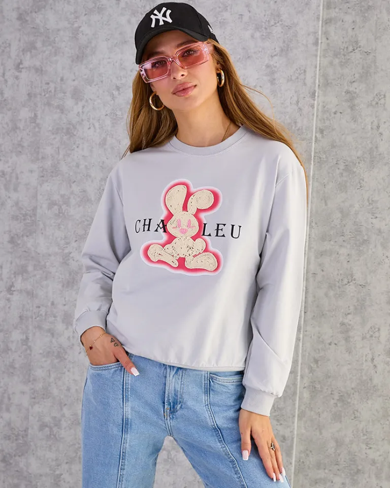 Hot Bawełniana cienka bluza damska z printem Bluzy