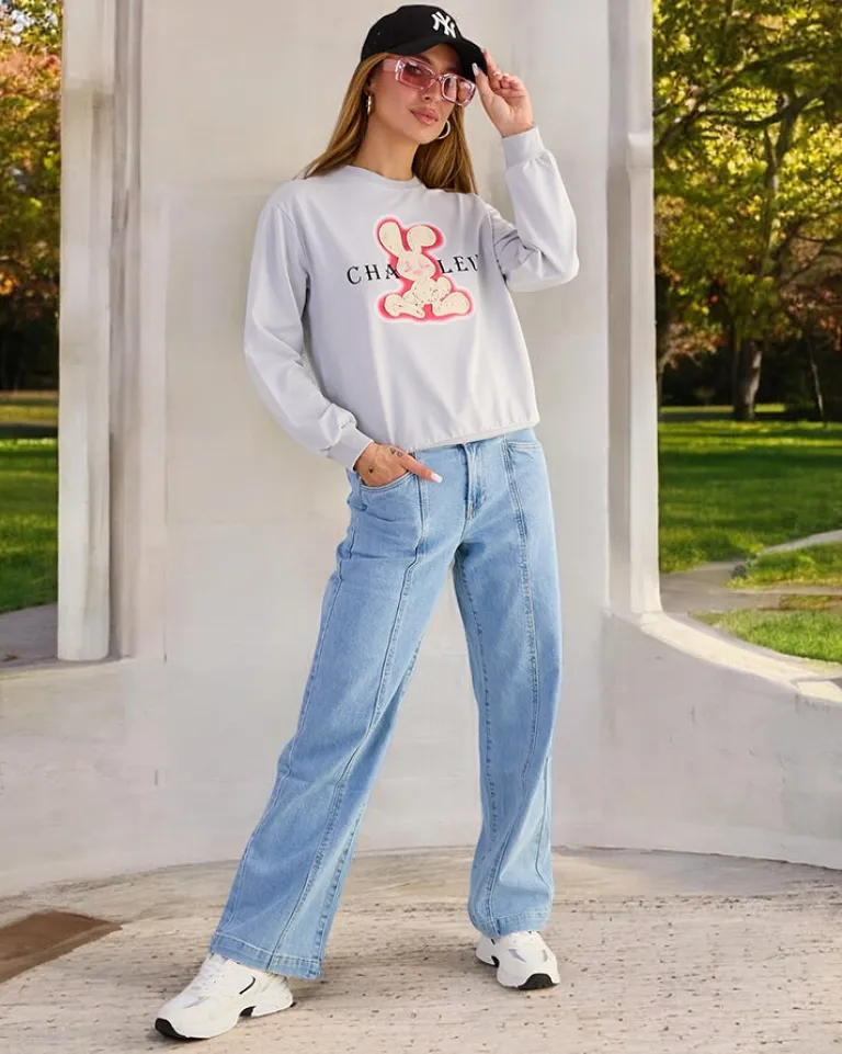 Hot Bawełniana cienka bluza damska z printem Bluzy