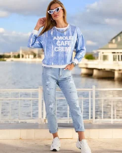 Hot Bawełniana cienka bluza damska z printem Bluzy