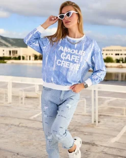 Hot Bawełniana cienka bluza damska z printem Bluzy