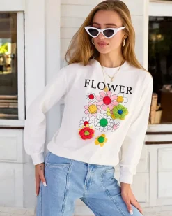 Sale Bawełniana cienka bluza damska z printem Bluzy