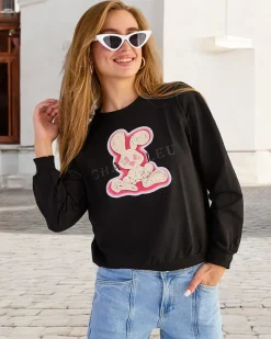 Discount Bawełniana cienka bluza damska z printem Bluzy