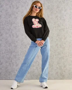 Discount Bawełniana cienka bluza damska z printem Bluzy