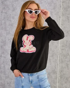 Discount Bawełniana cienka bluza damska z printem Bluzy