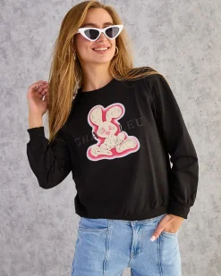 Discount Bawełniana cienka bluza damska z printem Bluzy