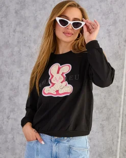 Discount Bawełniana cienka bluza damska z printem Bluzy