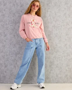 Sale Bawełniana cienka bluza damska z printem Bluzy