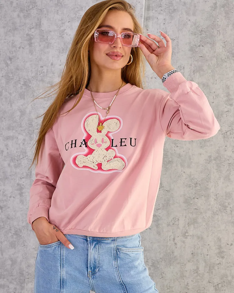 Sale Bawełniana cienka bluza damska z printem Bluzy