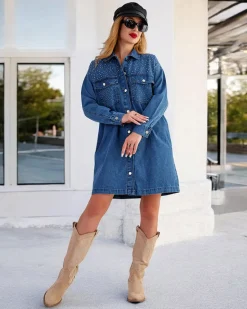 Best Bawełniana damska sukienka mini a'la jeansowa Sukienki Letnie|Sukienki Krótkie