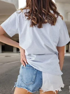 Outlet Bawełniana damska bluzka z nadrukiem Bluzki / Koszule / Koszulki