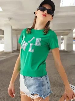 Hot Bawełniana damska bluzka z napisem Bluzki / Koszule / Koszulki