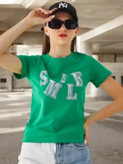 Hot Bawełniana damska bluzka z napisem Bluzki / Koszule / Koszulki