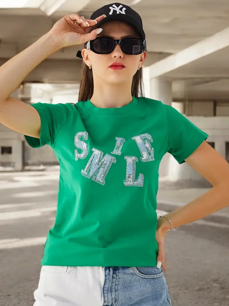 Hot Bawełniana damska bluzka z napisem Bluzki / Koszule / Koszulki