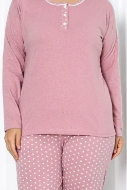 Bawełniana damska 2-częściowa piżama w kropki PLUS SIZE Piżamy