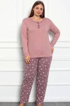 Discount Bawełniana damska 2-częściowa piżama w motyle PLUS SIZE Piżamy