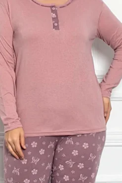 Discount Bawełniana damska 2-częściowa piżama w motyle PLUS SIZE Piżamy