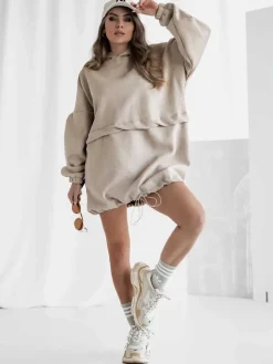 Clearance Bawełniana damska sukienka mini typu bluza Bluzy