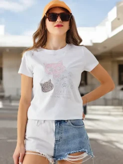 Online Bawełniana damska bluzka Bluzki / Koszule / Koszulki