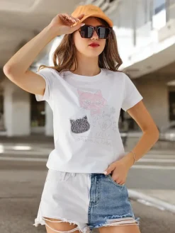 Online Bawełniana damska bluzka Bluzki / Koszule / Koszulki