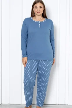 Hot Bawełniana damska 2-częściowa piżama w kropki PLUS SIZE Piżamy