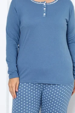 Hot Bawełniana damska 2-częściowa piżama w kropki PLUS SIZE Piżamy