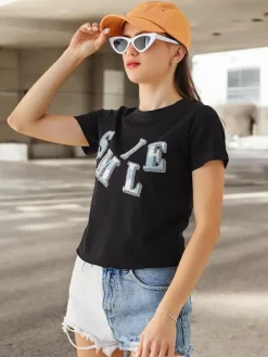 Discount Bawełniana damska bluzka z napisem Bluzki / Koszule / Koszulki