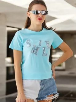 Hot Bawełniana damska bluzka z napisem Bluzki / Koszule / Koszulki